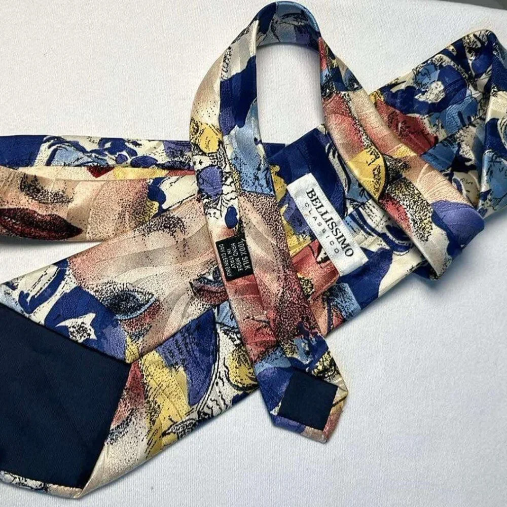 Vintage Bellissimo Abstract Marilyn Monroe Silk Neck‎ Tie Made in Italy MCM